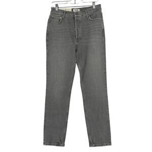 Agolde Nico High Rise Jeans Size 28 Gray Slim Fit Button Fly Stretch Denim